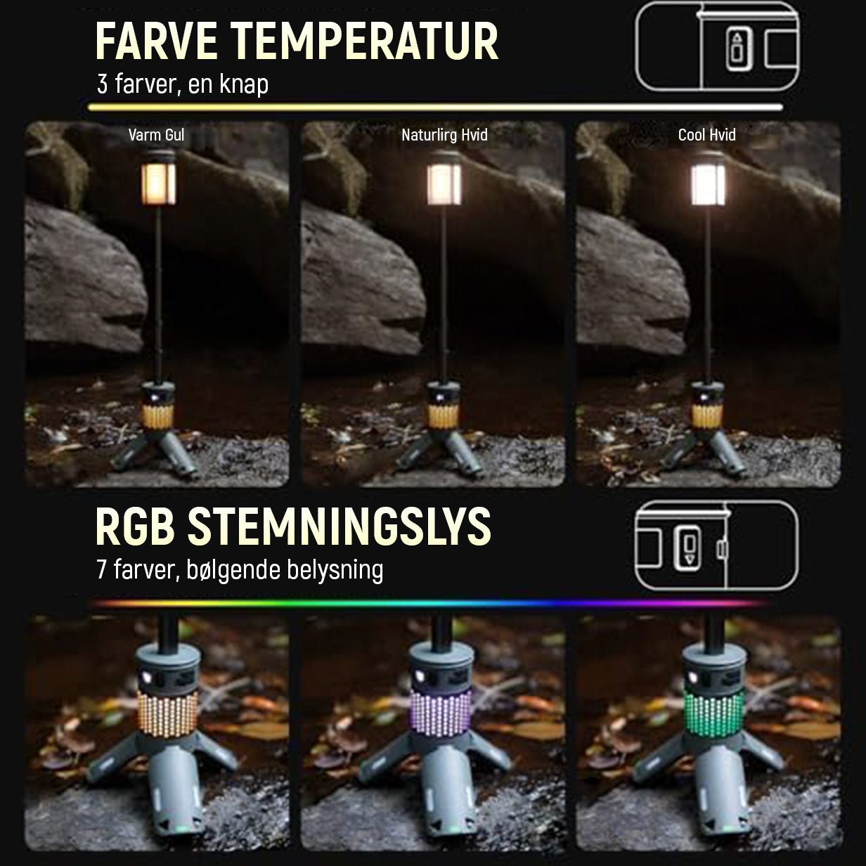 OCTO Teleskopisk Lampe med power bank