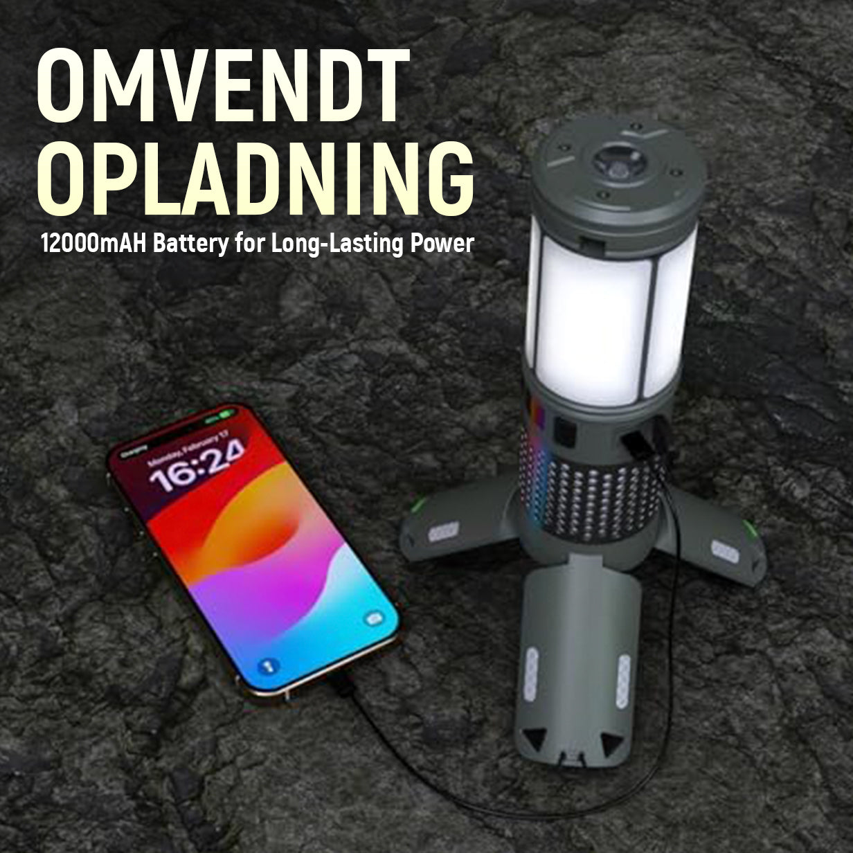 OCTO Teleskopisk Lampe med power bank